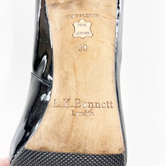 L.K. Bennett Patent Stilletto Pump Heels Black 39 / 9 - Picture 3 of 11